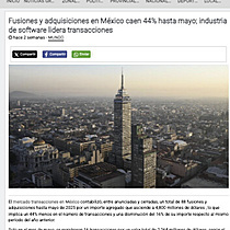Fusiones y adquisiciones en Mxico caen 44% hasta mayo; industria de software lidera transacciones
